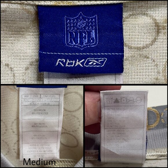 Reebok Saints Gold Silver Drew Brees No. 9 Rhinestone NFL Football Jersey Size M - Picture 4 of 13